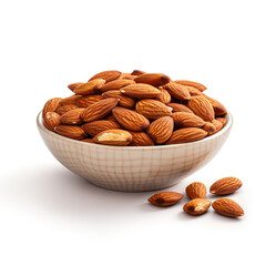 bowl of nuts with almonds on a transparent background created with Generative Ai