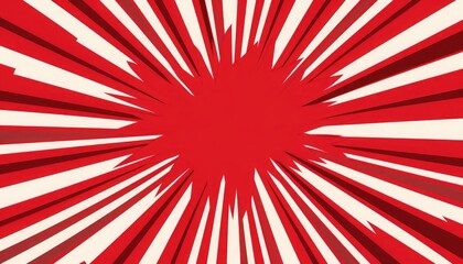 red radial dotted comic background. Speed lines wallpaper with pop art halftone texture. Anime...