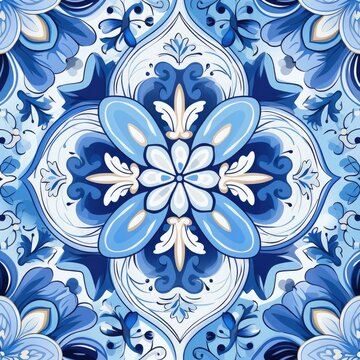 boho pattern blue tonned 