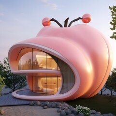 a house built in the shape of peach

