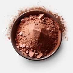 bowl of cocoa powder isolated on transparent background created with Generative Ai