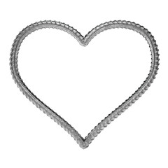 Heart shape bent from a bar of construction fittings. Isolated. 3d rendering