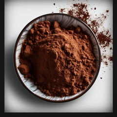 bowl of cocoa powder isolated on transparent background created with Generative Ai