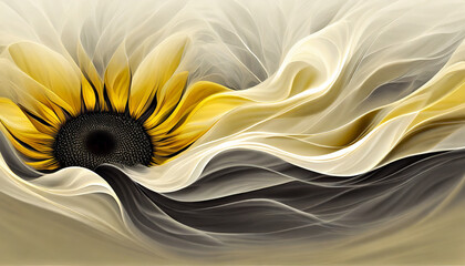 Abstrakcyjna tapeta , falujący Słonecznik, dekoracja. Generative AI © mycatherina