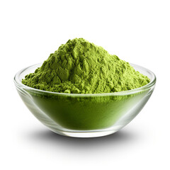 bowl of green powder with transparent background created with Generative Ai