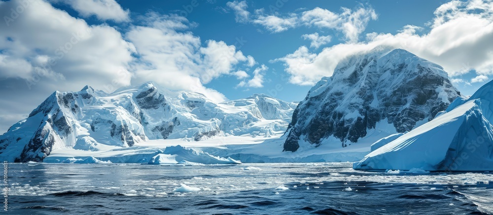 Aufkleber view to drake passage from the edge of a melting glacier on king george island in antarctica. creati