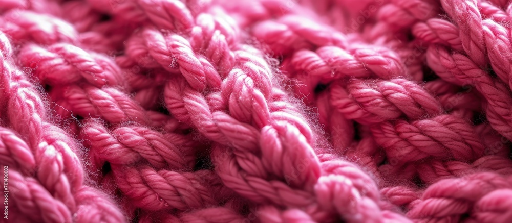 Poster super chunky knitted background knitted structure viva magenta. creative banner. copyspace image