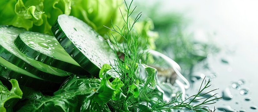 vinegared cucumber with wakame seaweed and baby sardine. Creative Banner. Copyspace image