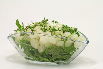 silver onions fresh salad in a bowl