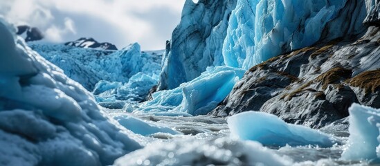 The melting of the Rhone Glacier is the most visible sign of climate change Due to high...