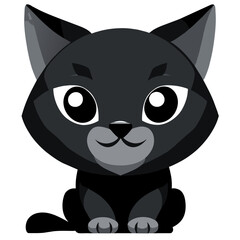 The character is a cute black cat sitting contentedly
