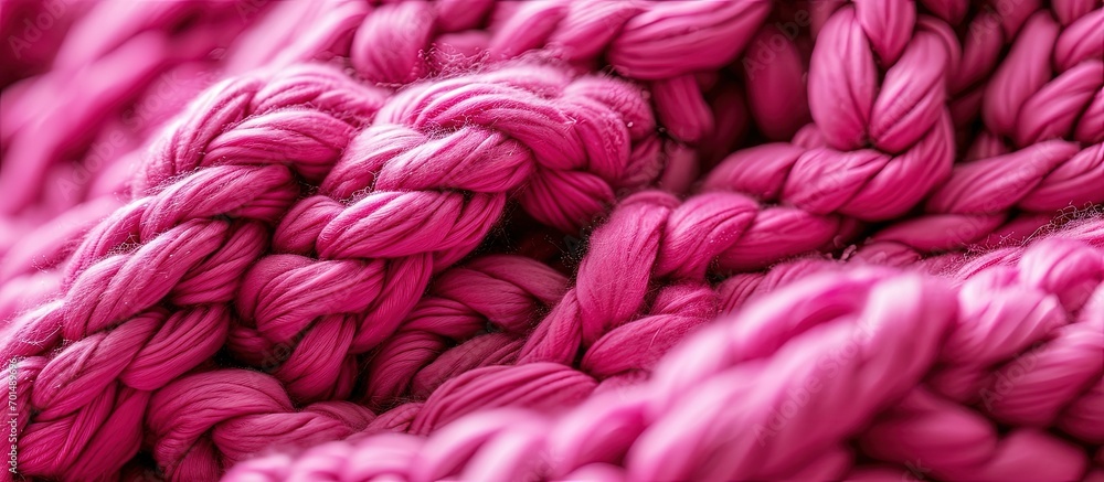 Poster super chunky knitted background knitted structure viva magenta. creative banner. copyspace image