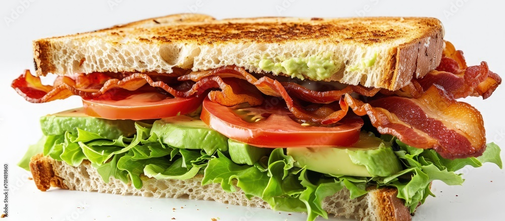 Aufkleber spectacular bread with avocado tomato lettuce and bacon blta. creative banner. copyspace image