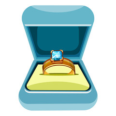 Blue box with a ring for a woman