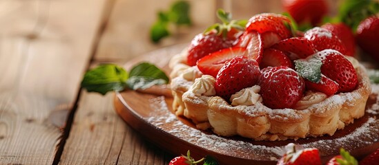 Pie with berries Apple pie with strawberries Sweet food Flour pastries. Creative Banner. Copyspace image