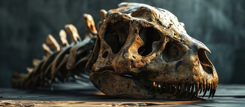 Skull of Diprotodon It was the largest known marsupial to have ever lived. Creative Banner. Copyspace image