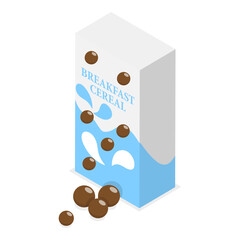 3D Isometric Flat Vector Set of Breakfast Cereals, Corn Flakes or Porridge Oatmeal. Item 1