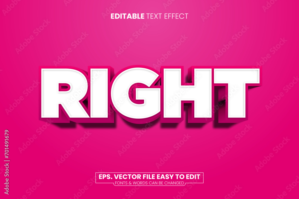 Sticker right 3d editable text effect