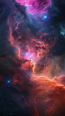A panoramic view of the nebula in the vast expanse of space