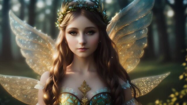 Portrait of a Beautiful Fairy Princess With Magical Light