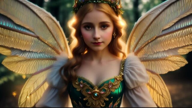 Portrait of a Beautiful Fairy Princess With Magical Light