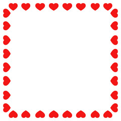 Frame of red hearts on white background