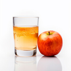 Apple juice. Glass of fresh delicious orange juice and half of fruit isolated on white close-up