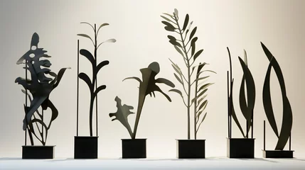 Foto op Canvas Abstract botanical sculptures casting shadows, offering space for your message. © Abdul