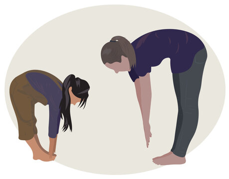 Adult and child exercising