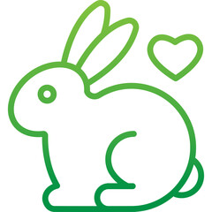 gradient green icon - rabbit with heart
