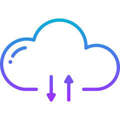 blue gradient icon -  upload, download, cloud, data, server, data exchange, data tansfer