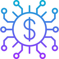 Fototapeta premium blue gradient icon - blockchain, digital dollar, smart contracts 