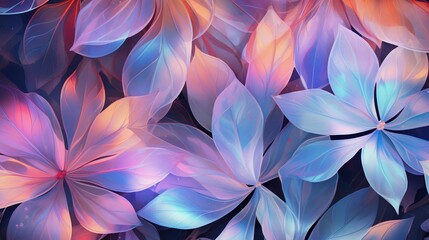 Dynamic holographic floral patterns and leaves providing a perfect backdrop for your text.