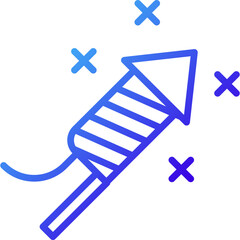 New Year's Eve rockets gradient blue icon