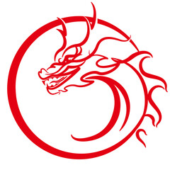 vector isolated illustration of a dragon for Chinese New Year decoration, with a circle frame