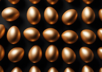 golden eggs pattern on black background