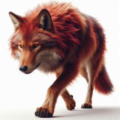 Naklejka premium red Wolf, Lobo rojo, Canis lupus Rufus, isolated White background