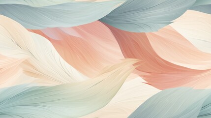  a close up of a wallpaper with a pastel color scheme of feathers on a white background with pink, blue, green, yellow, and pink colors.