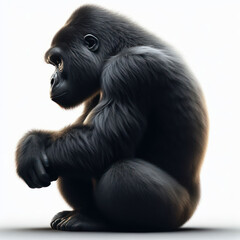 Fototapeta premium mountain gorilla, gorila de montaña, Gorilla beringei beringei, isolated White background.