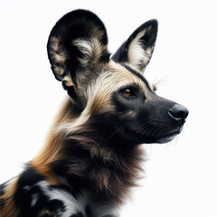 lycaon, Lycaon pictus, wild dog, african wild dog, licaon, perro salvaje africano, isolated White background