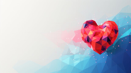 A geometric heart on a digital backdrop symbolizes the intersection of technology and healthcare for World Health Day.
