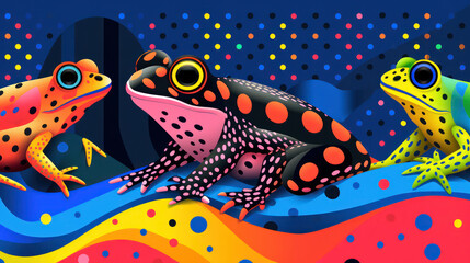Dot-patterned frogs on wavy forms
