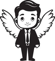 Aureate Acquisitions Vector Angel for Male Investors Ethereal Edge Monochrome Emblem for Businessmen