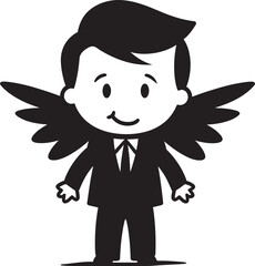 Guardian Funds Vector Design for Angelic Businessmen Seraphic Strategies Black Wings of Male Investors