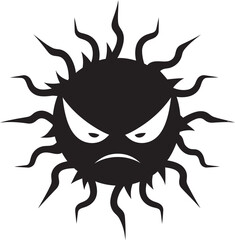 Stormy Sunburst Black Logo Icon Design Flaming Outcry Angry Sun’s Black Vector