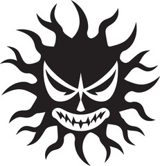Fototapeta premium Searing Sunburst Angry Sun Vector Design Angry Radiance Black Logo Icon of Sun