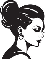 Radiant Grace Womans Face in Silhouette Enchanting Aura Black Vector of Elegance