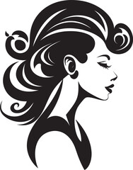 Chic Profile Black Silhouette of Beauty Radiant Grace Womans Face in Silhouette