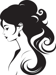 Enigmatic Grace Womans Face in Vector Silhouette Ethereal Aura Iconic Black Beauty