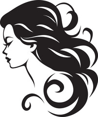 Elegant Silhouette Womans Profile in Vector Captivating Aura Black Vector of a Woman